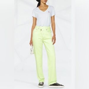 Agolde bright green cross cross jeans in color parakeet NWT siz 28
